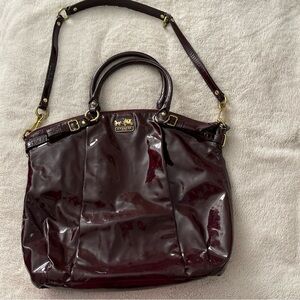 Coach Patent Leather Satchel Women’s Burgundy